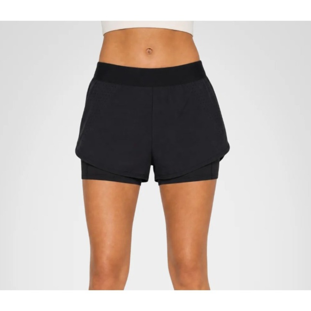 Kyodan Womens Race Mini Running Shorts Size Small Black Zipper Pockets Lined